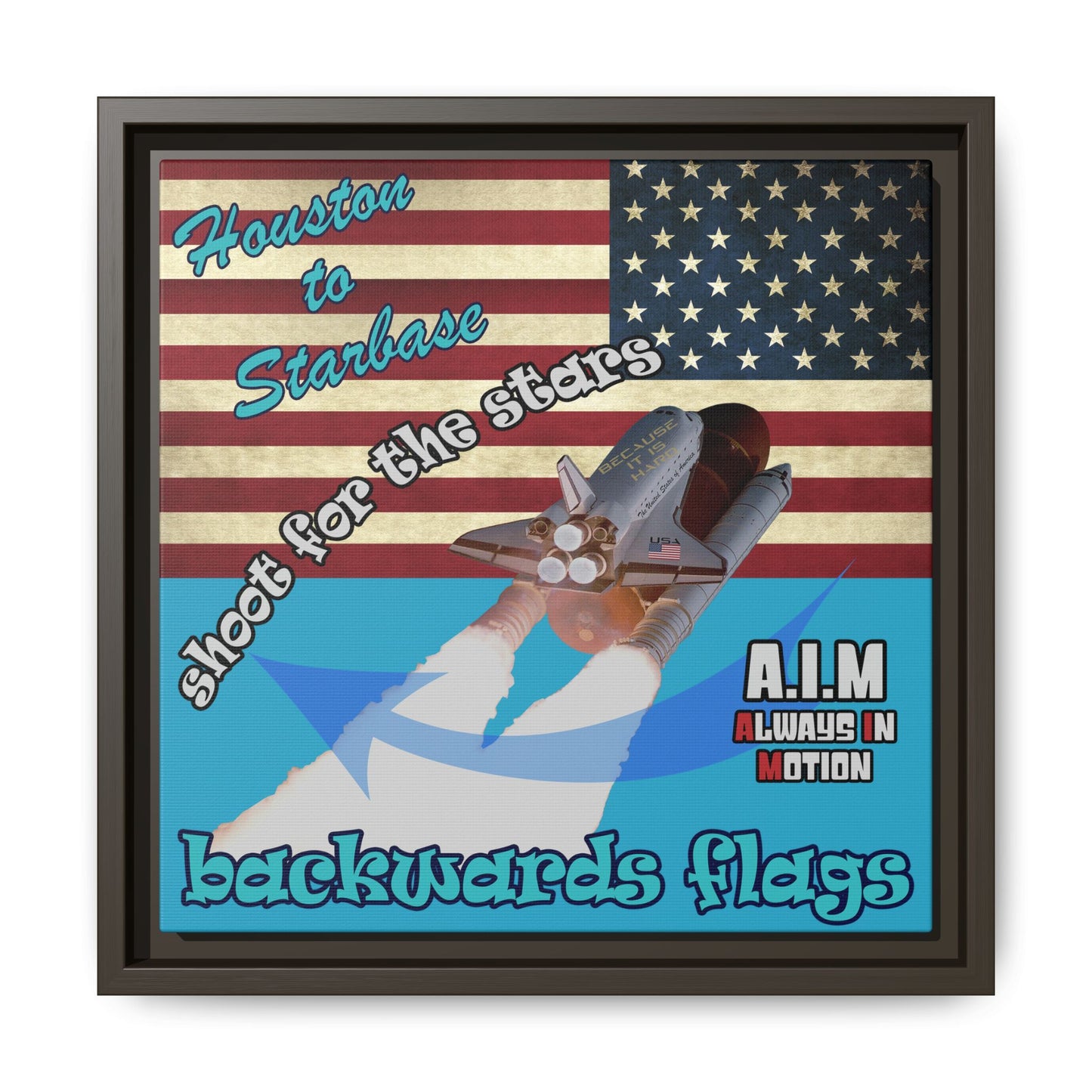 shoot for the stars - framed canvas art (turquoise)