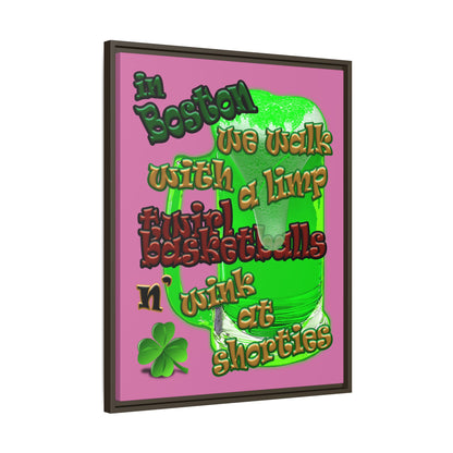 celtics logo - framed canvas art (light pink)