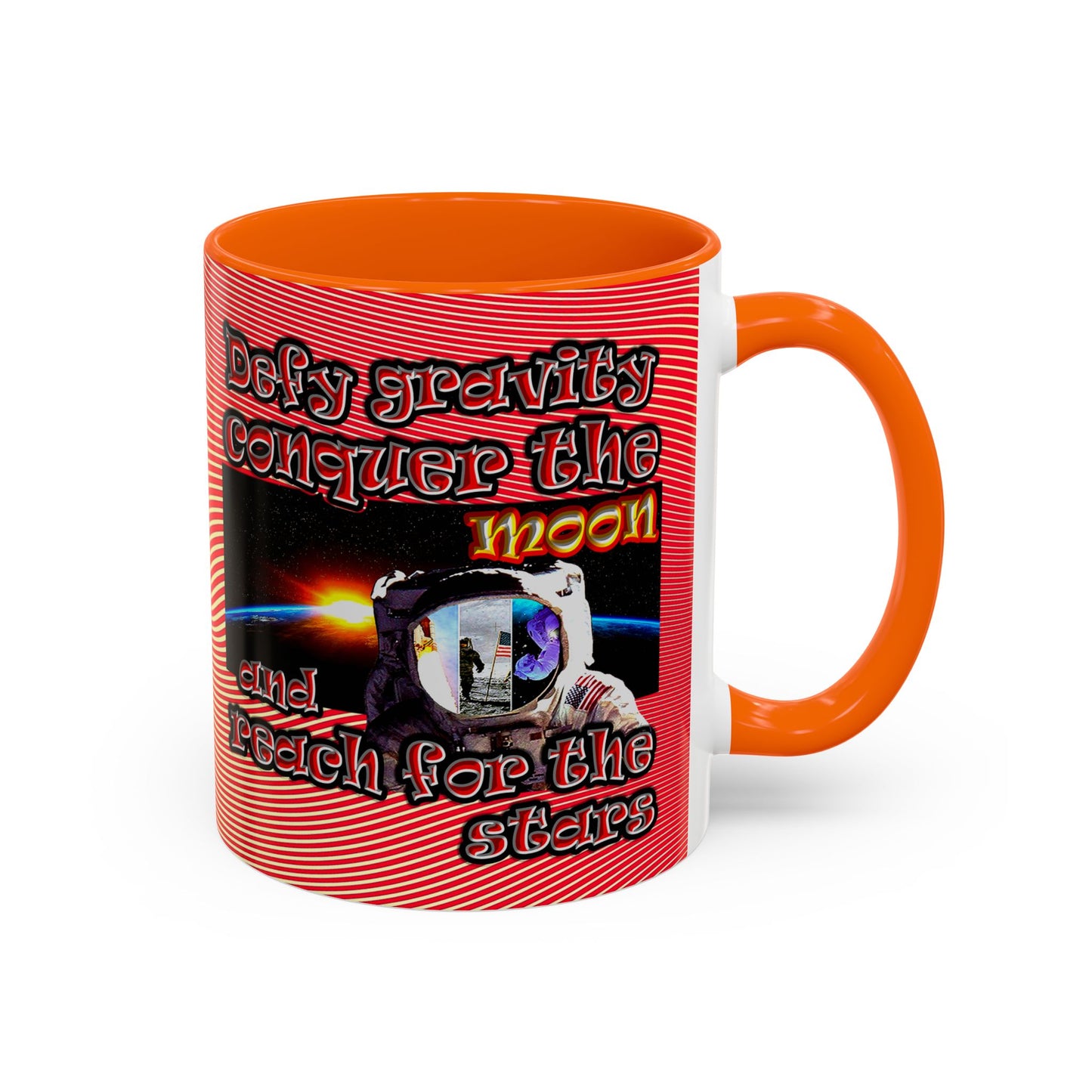 defy conquer reach - Accent Mug (yellow-orange wave)