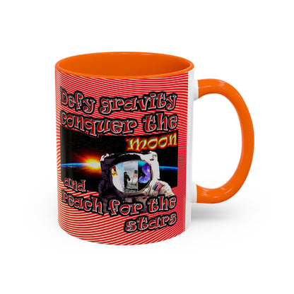 defy conquer reach - Accent Mug (yellow-orange wave)
