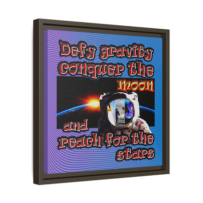 defy conquer reach - framed canvas art (light blue-purple wave)