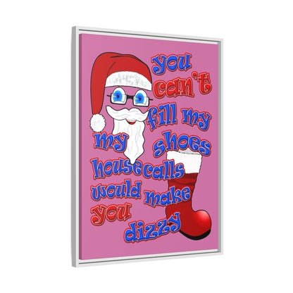 santa's shoes - framed canvas art (light pink)