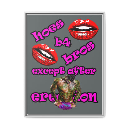 hoes b4 bros - framed canvas art (dark grey)