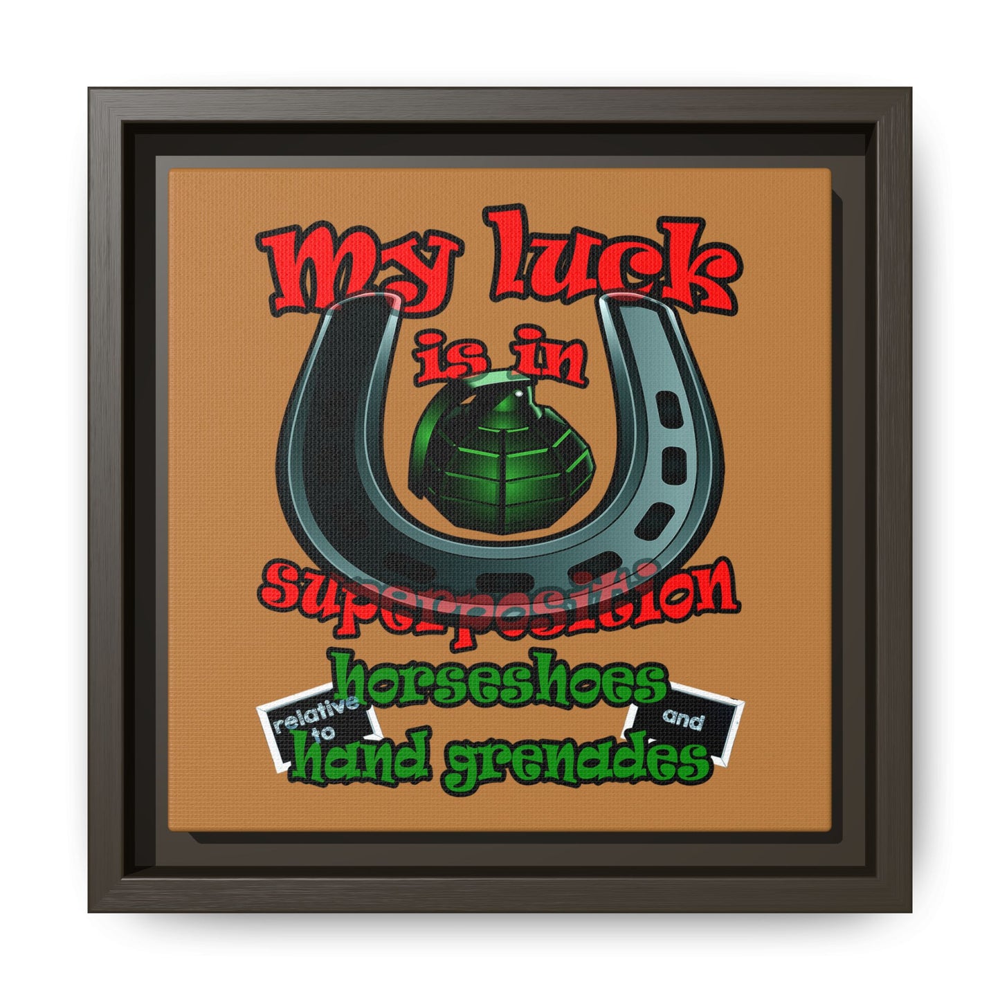 my luck - framed canvas art (light brown)