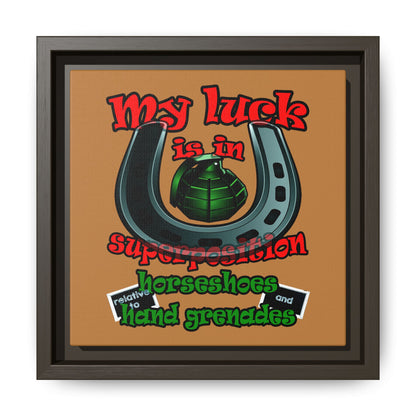 my luck - framed canvas art (light brown)