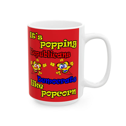 popping like popcorn - White Mug (red)