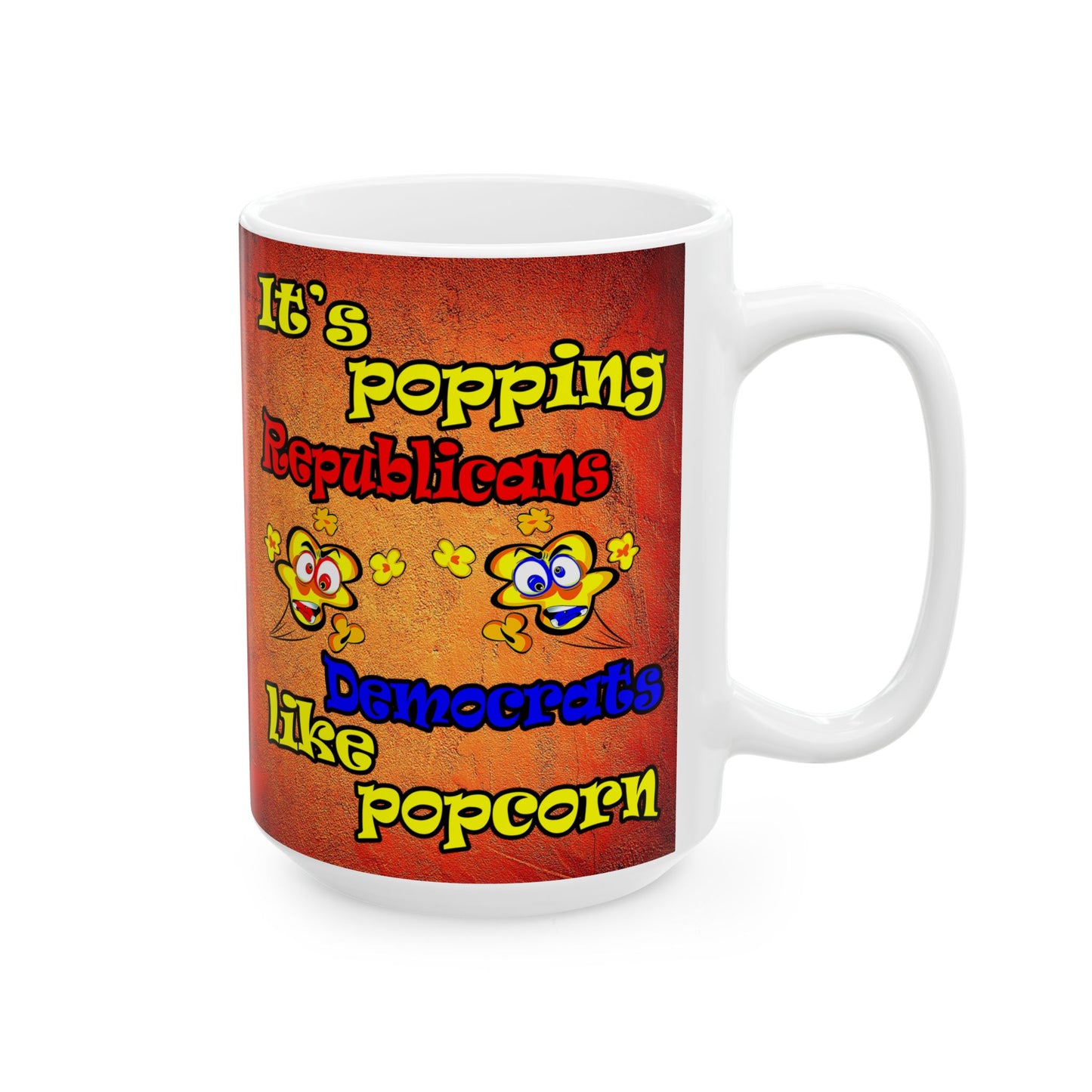 popping like popcorn - White Mug (burnt orange)