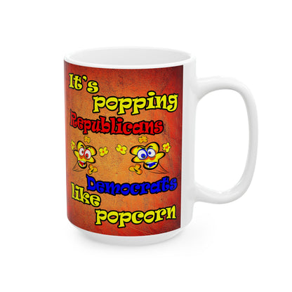 popping like popcorn - White Mug (burnt orange)