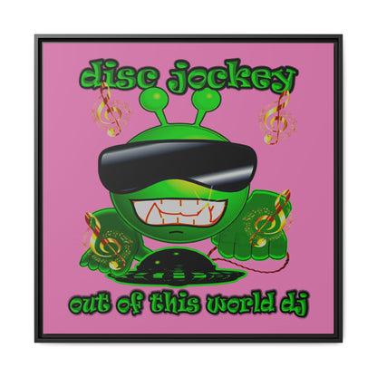 disc jockey - framed canvas art (light pink)