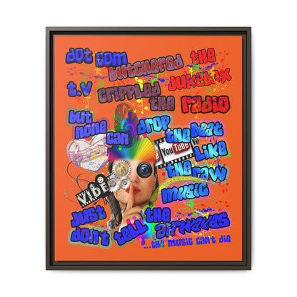 drop the beat - framed canvas art (orange)