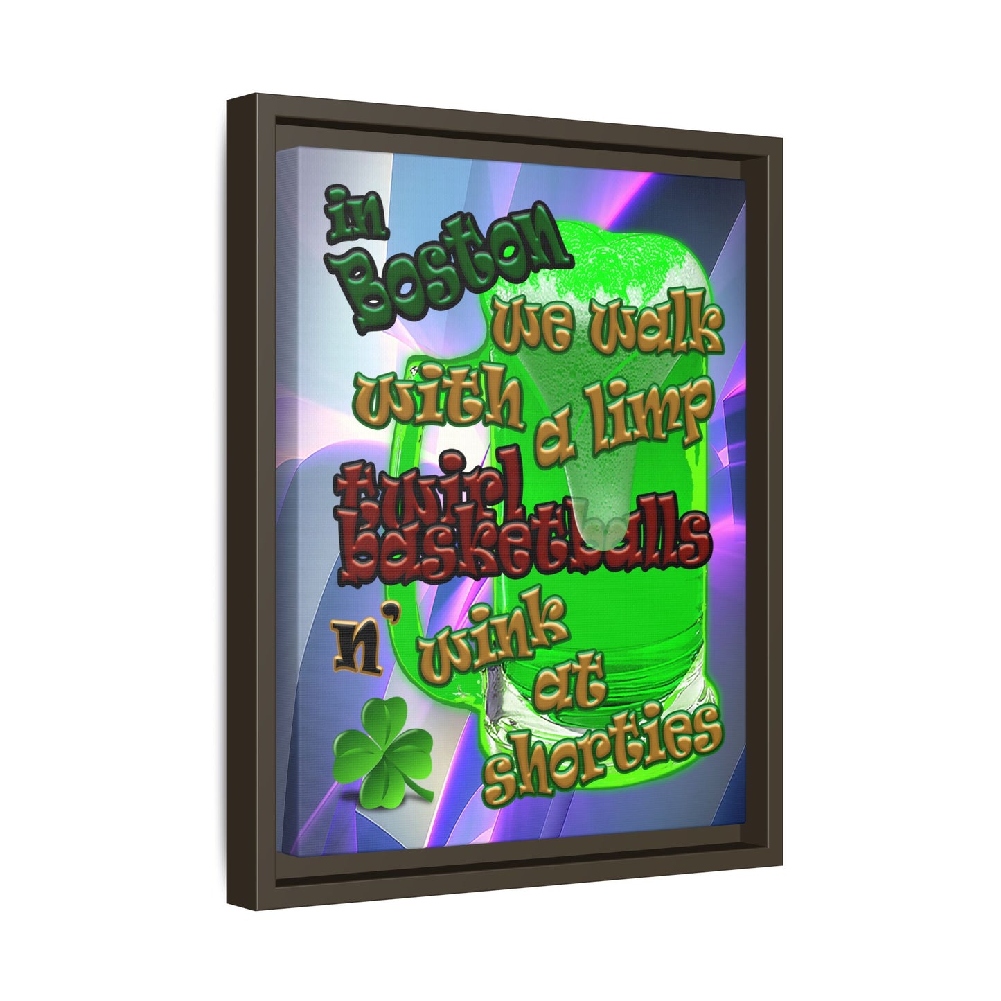 celtics logo - framed canvas art (grey-pink wave)