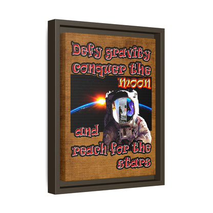 defy conquer reach - framed canvas art (brown papyrus)