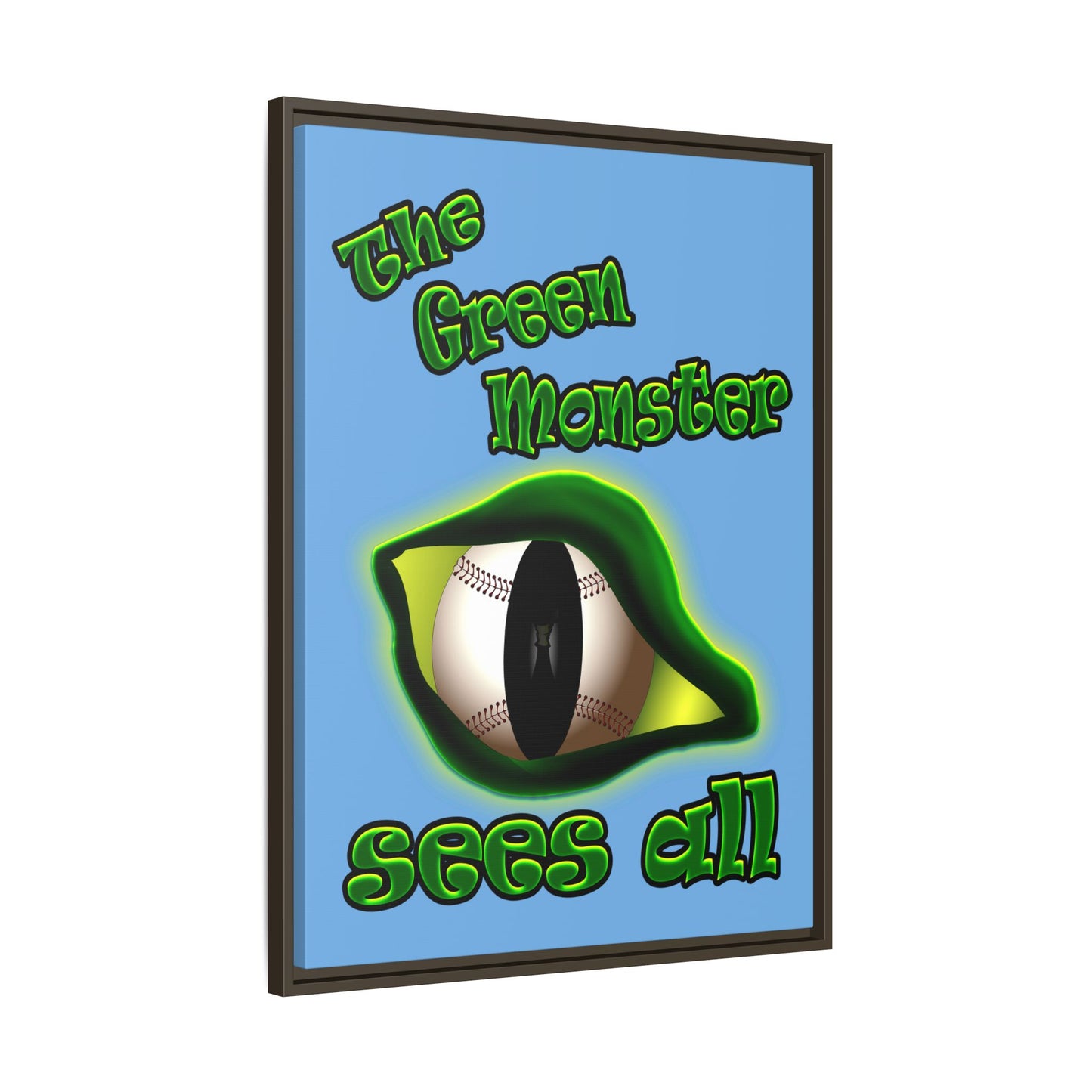 green monster - framed canvas art (light blue)