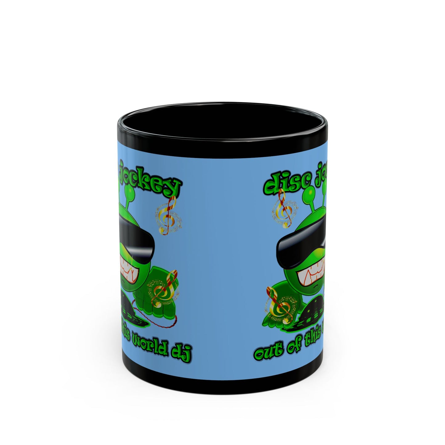 disc jockey - Black Mug (light blue)