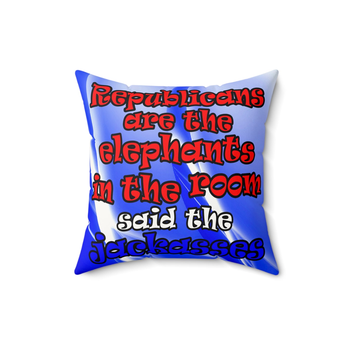 donkeys and elephants - Faux Suede Square Pillow - (blue-white wave)