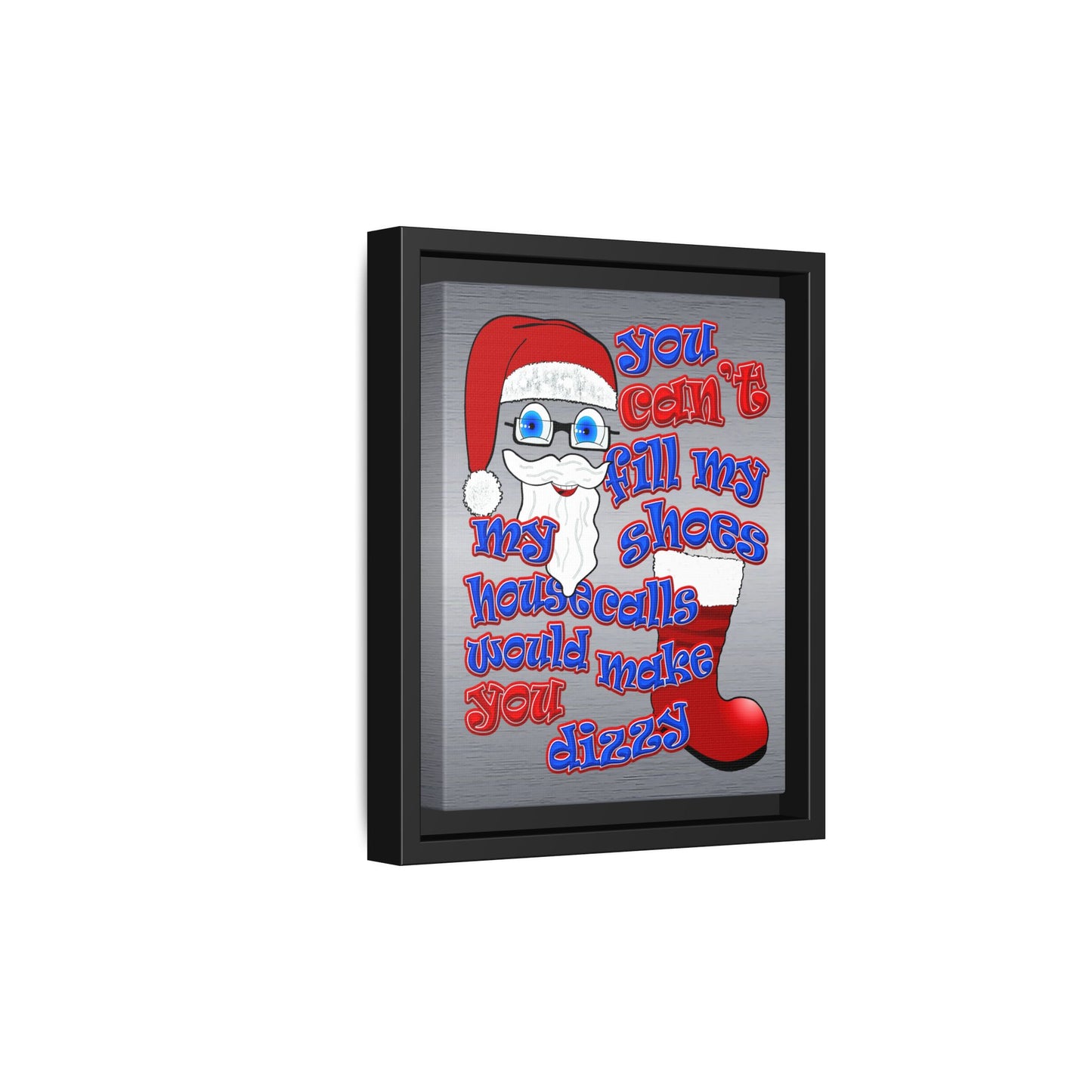santa's shoes - framed canvas art (brushed nickel)