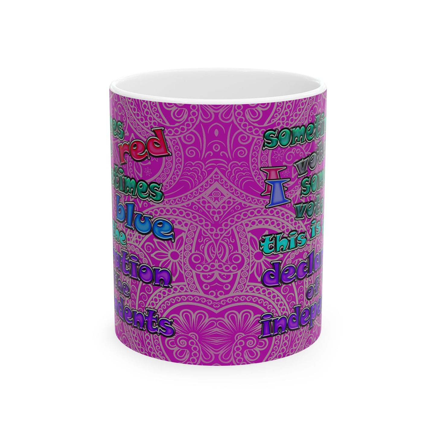 declaration of the independents - White Mug (pink swirl)
