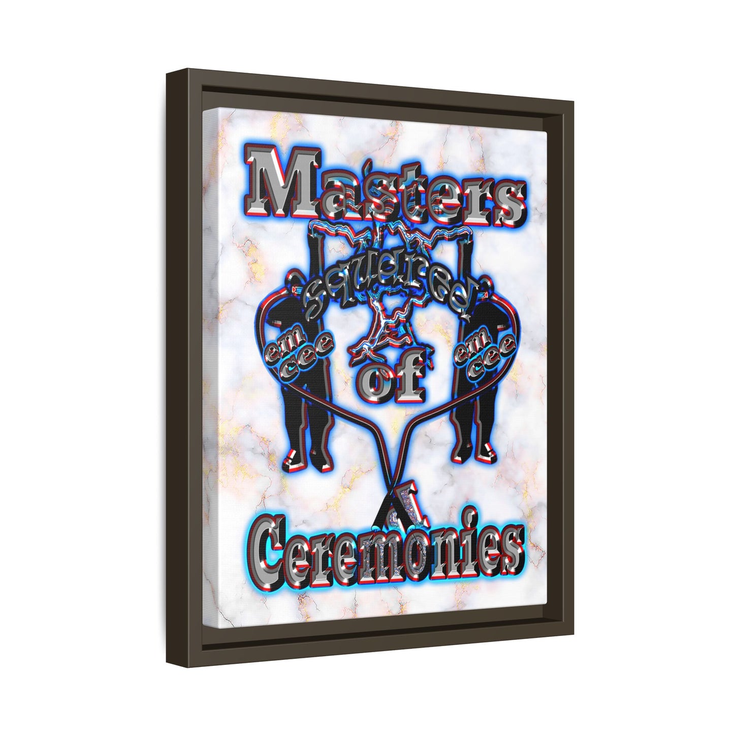 em cee squared - framed canvas art (white marble)
