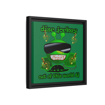 disc jockey - framed canvas art (dark green)