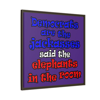 donkeys and elephants - framed canvas art (purple)