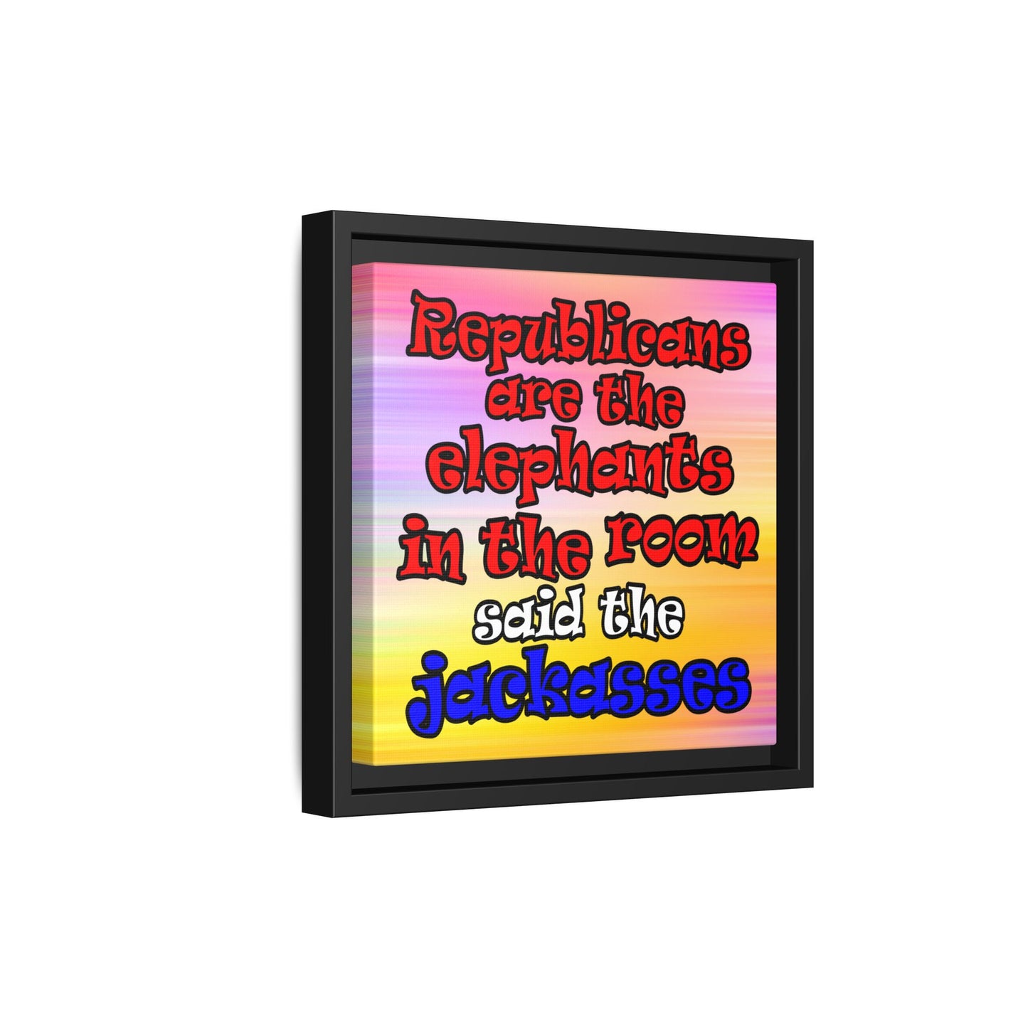 donkeys and elephants - framed canvas art (color blur)