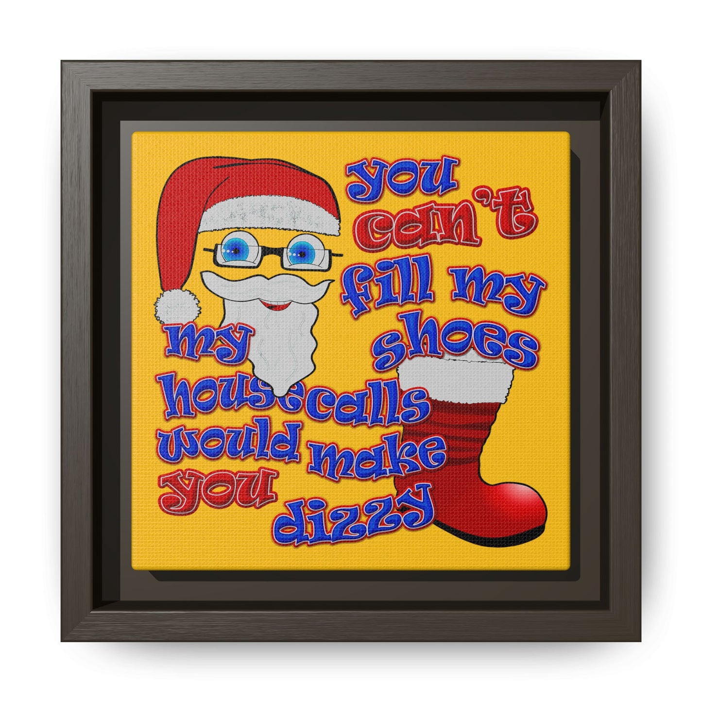 santa's shoes - framed canvas art (yellow)