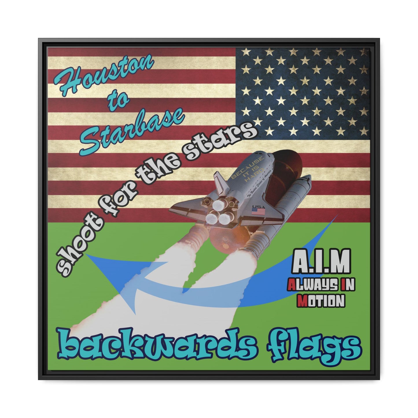 shoot for the stars - framed canvas art (green)