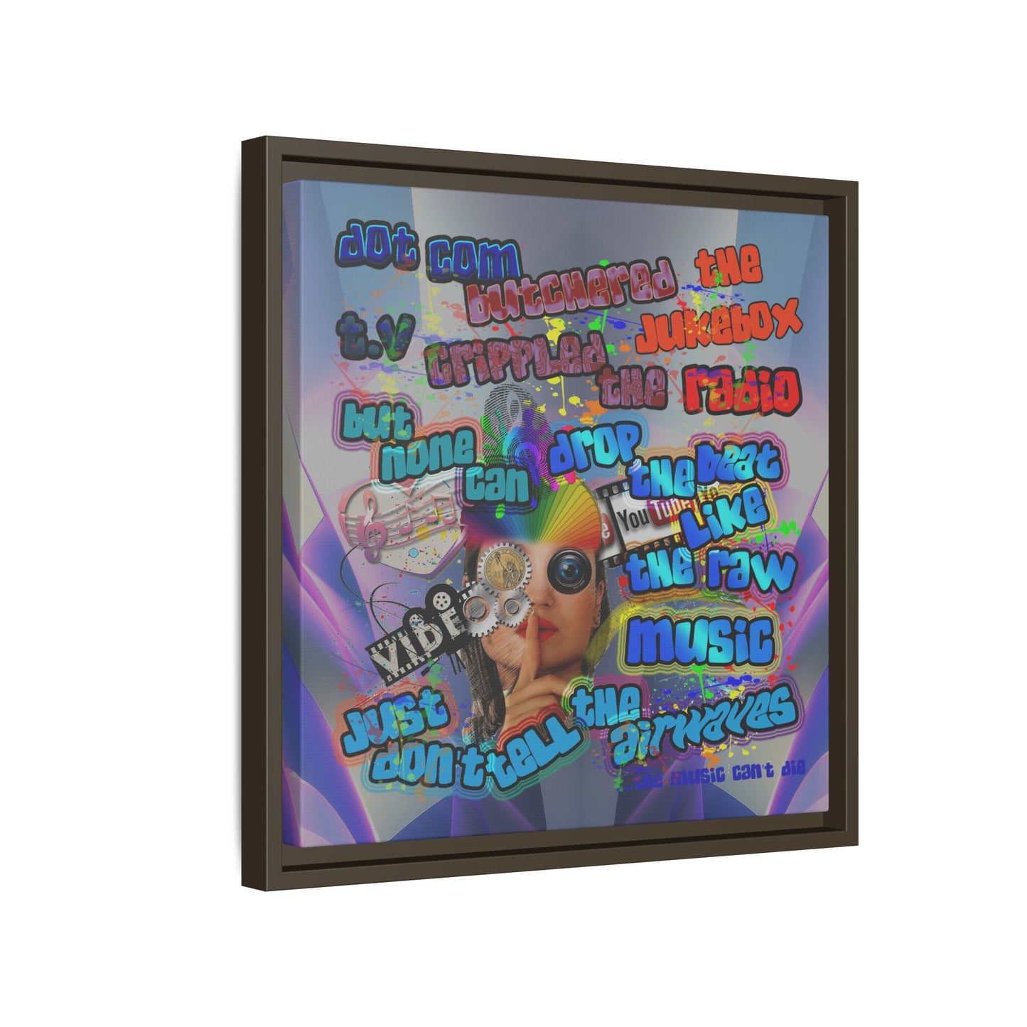 drop the beat - framed canvas art (grey-pink wave)