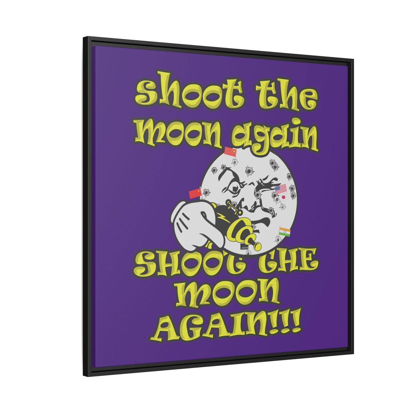 shoot the moon again - framed canvas art (purple)