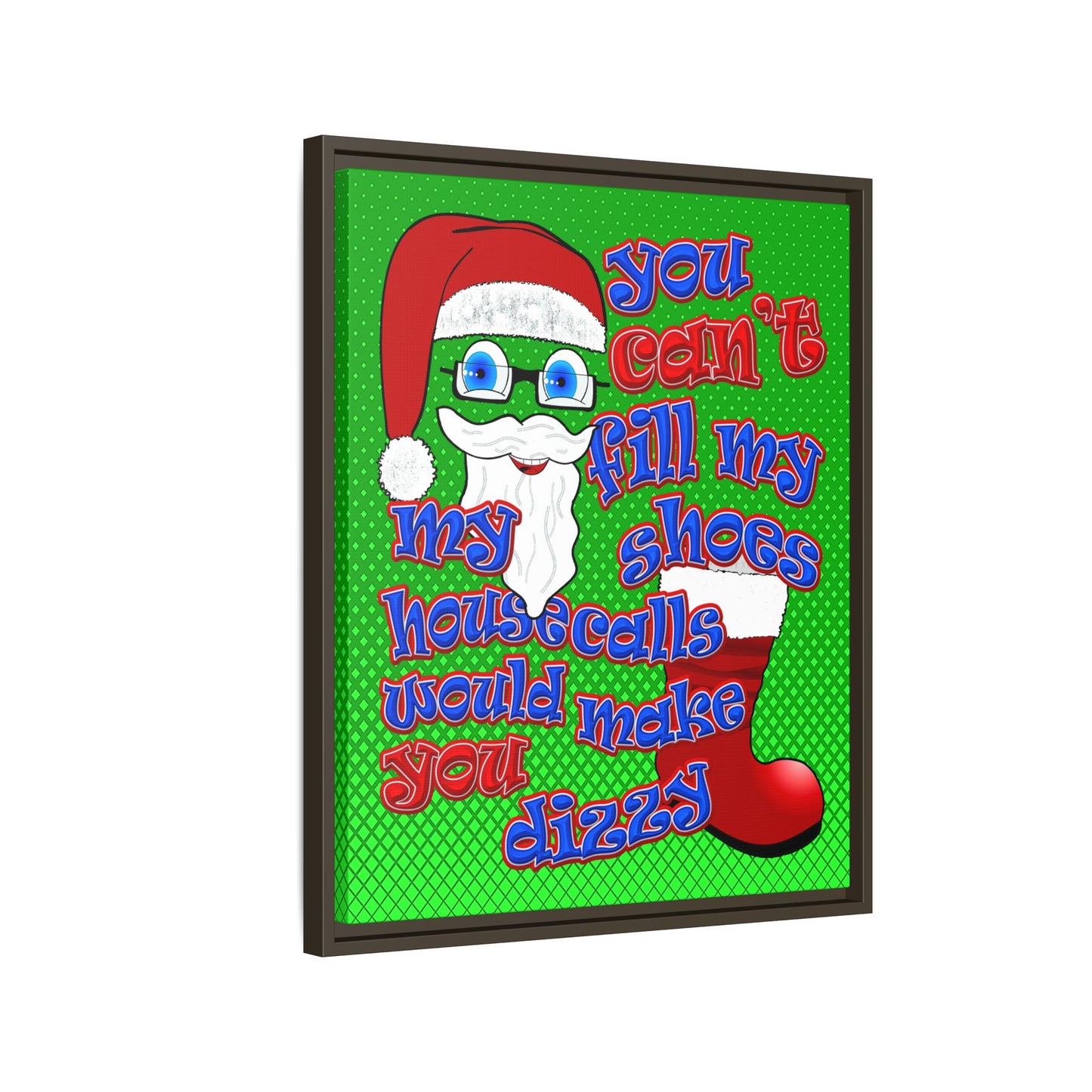 santa's shoes - framed canvas art (logo green)