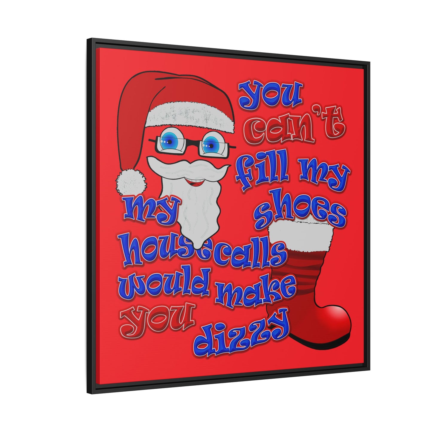 santa's shoes - framed canvas art (red)