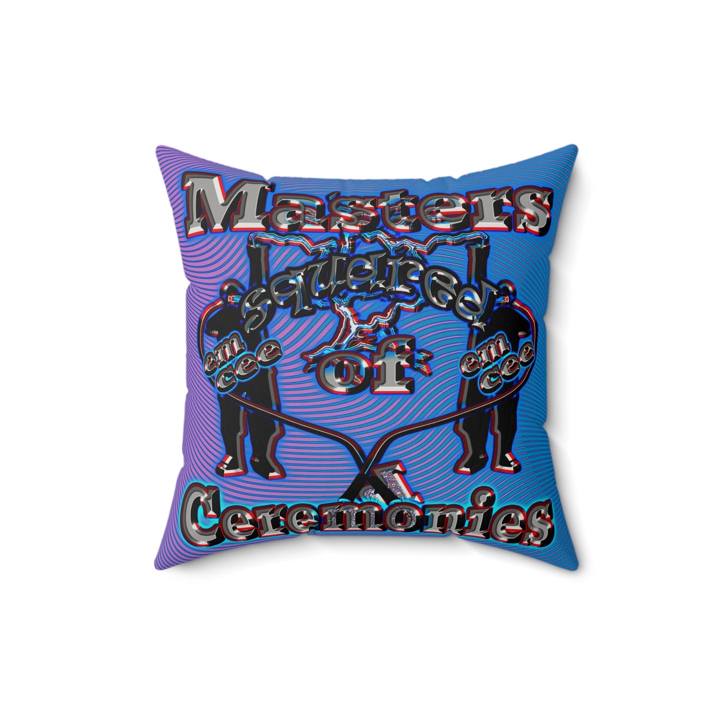 em cee squared - Faux Suede Square Pillow - (light blue-purple wave)