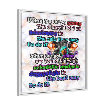 doggystyle - framed canvas art (white marble)