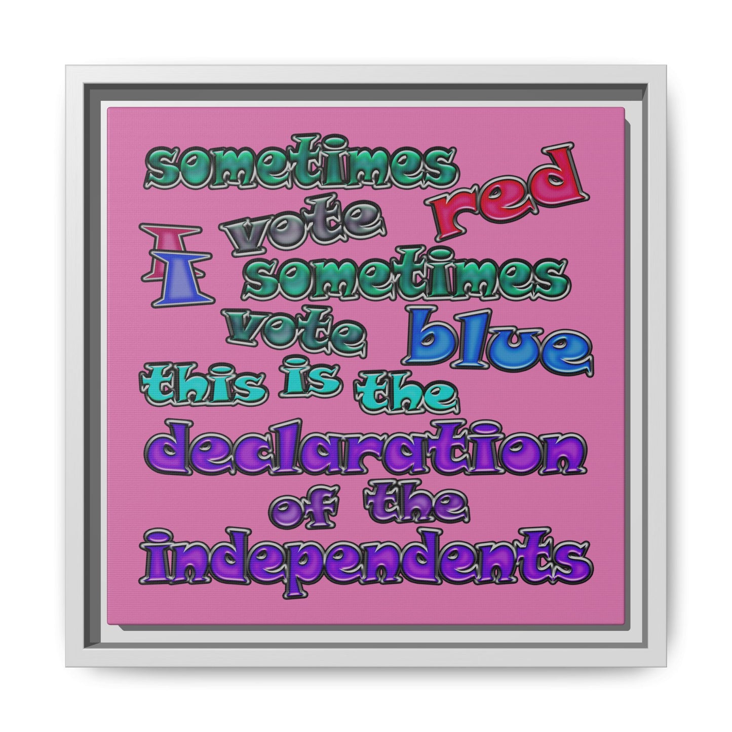 declaration of the independents - framed canvas art (light pink)