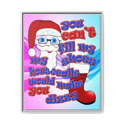 santa's shoes - framed canvas art (light blue-pink wave)