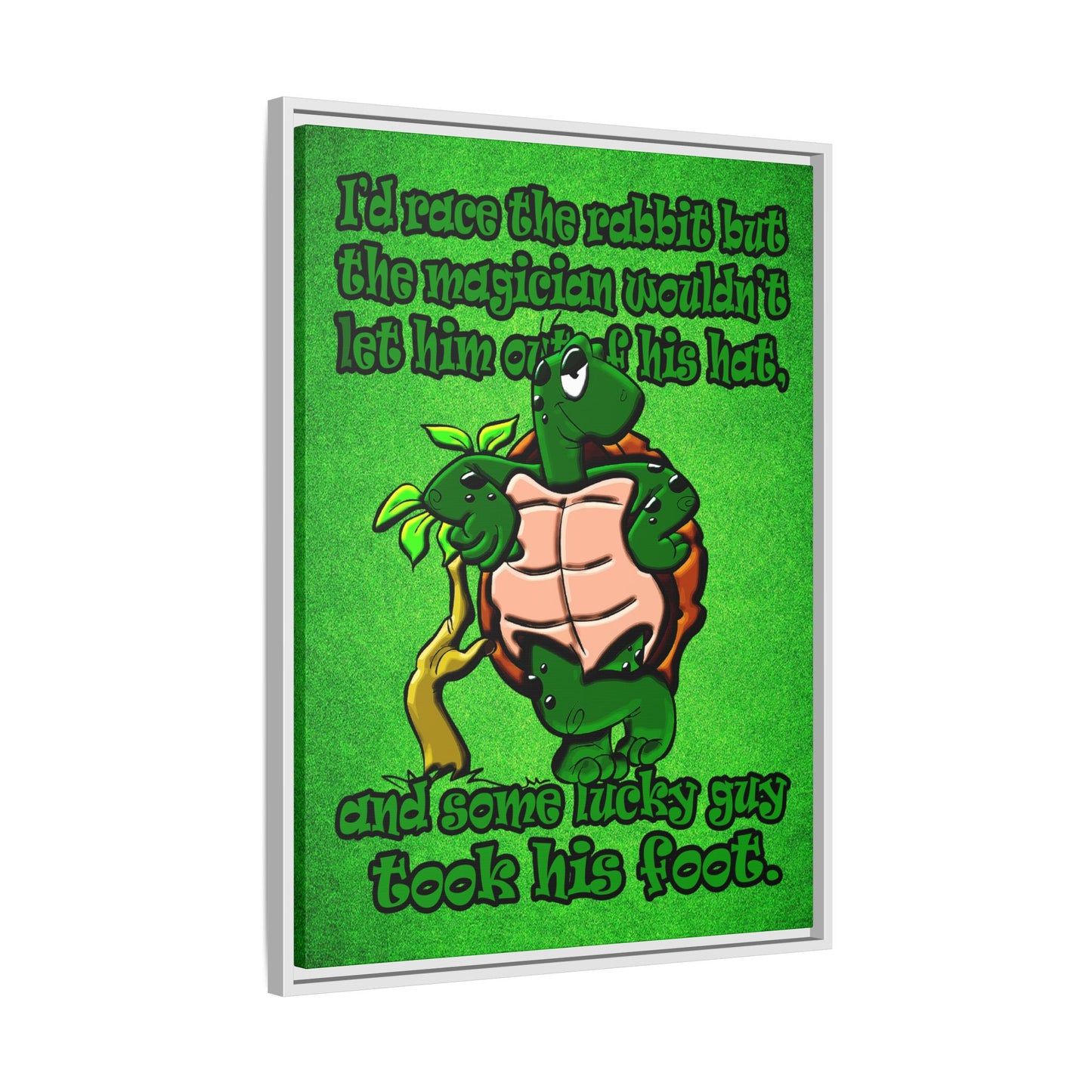 turtle race - framed canvas art (green turf)