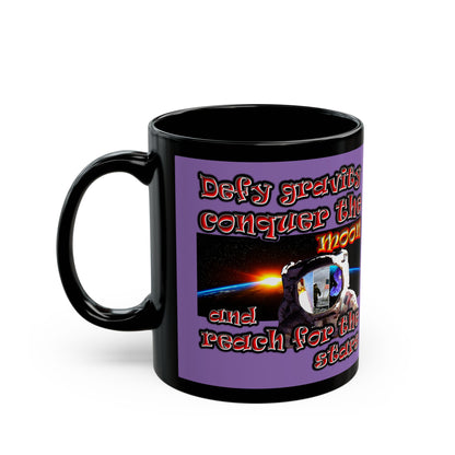 defy conquer reach - Black Mug (light purple)