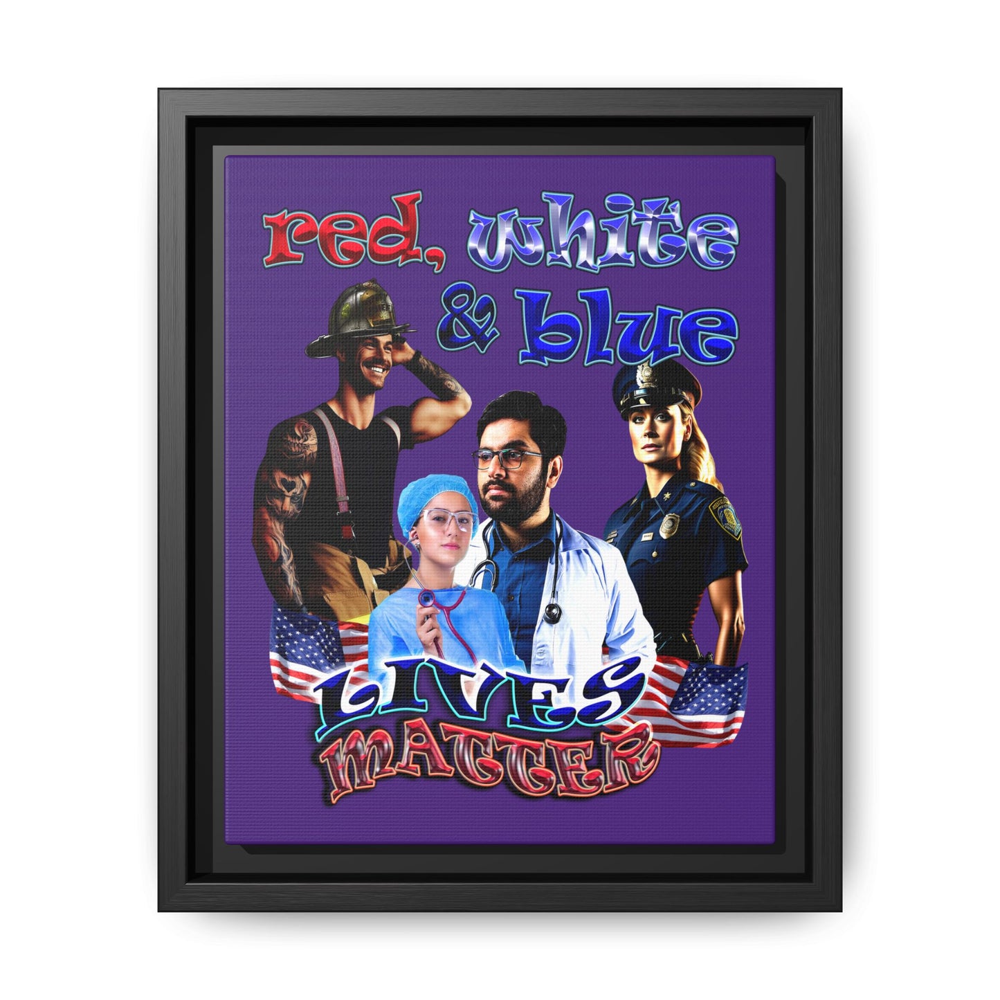 rw&b lives matter - framed canvas art (purple)