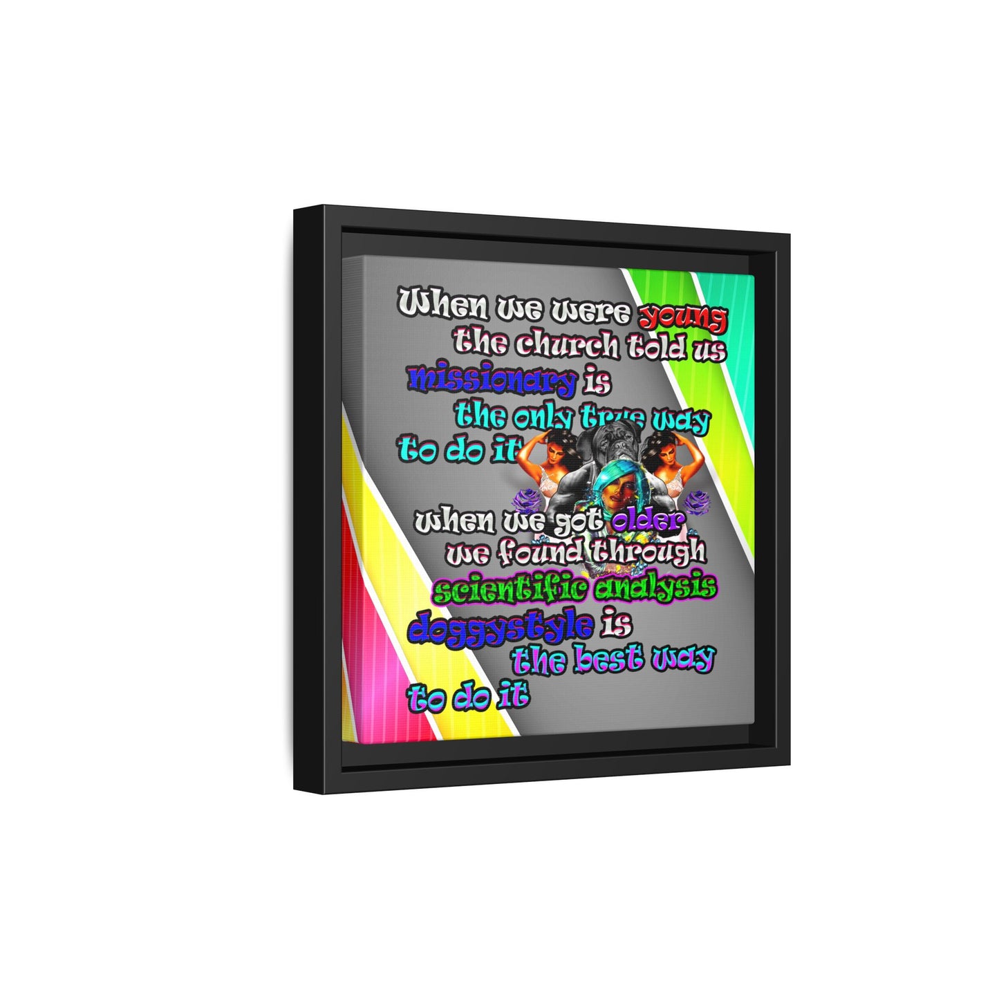 doggystyle - framed canvas art (rainbow split)