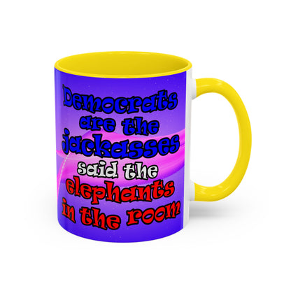 donkeys and elephants - Accent Mug (purple-pink wave)