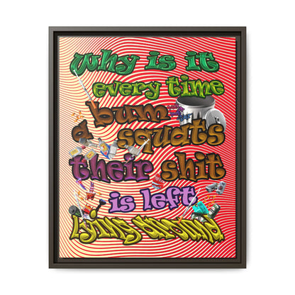the bum's shit - framed canvas art (yellow-orange wave)
