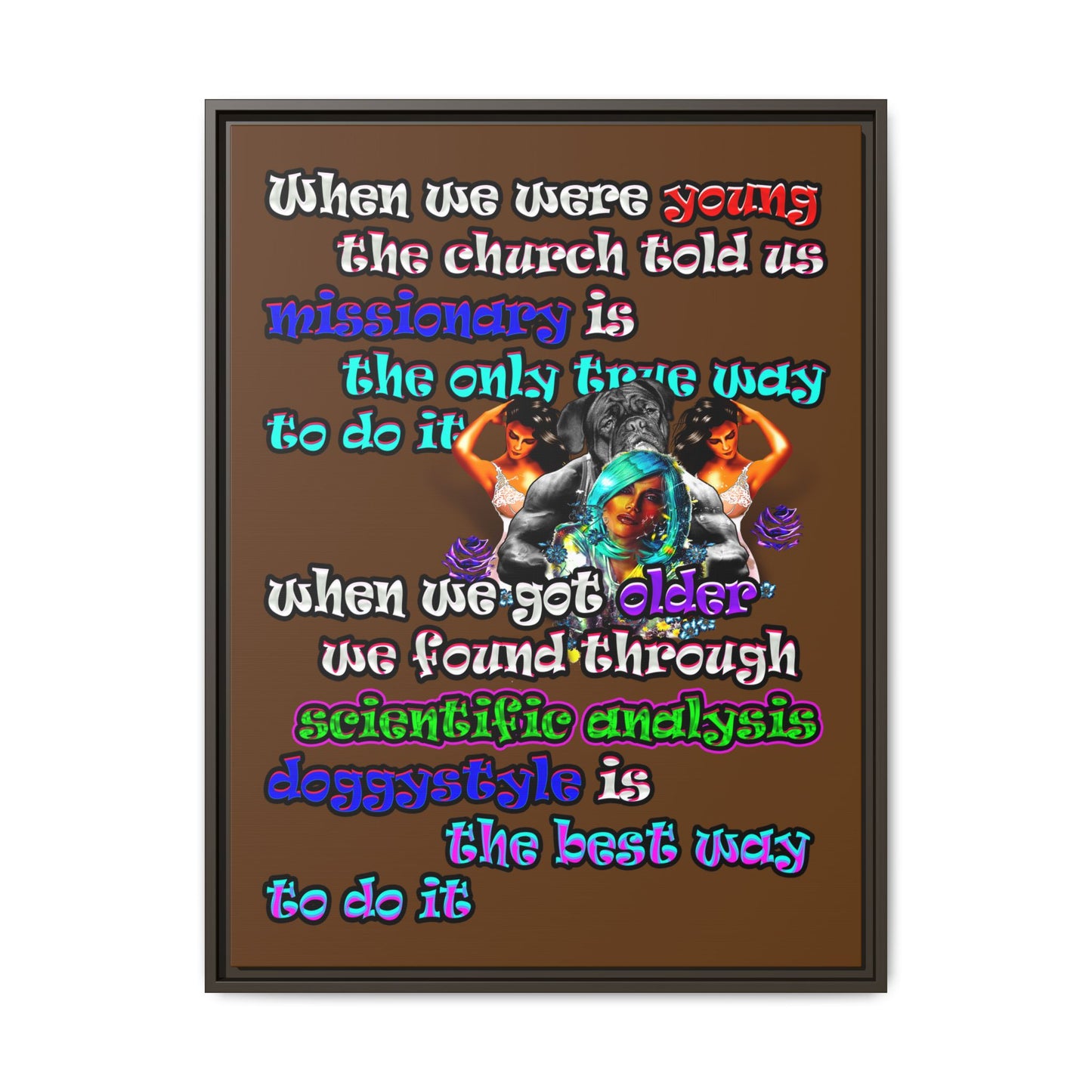 doggystyle - framed canvas art (brown)