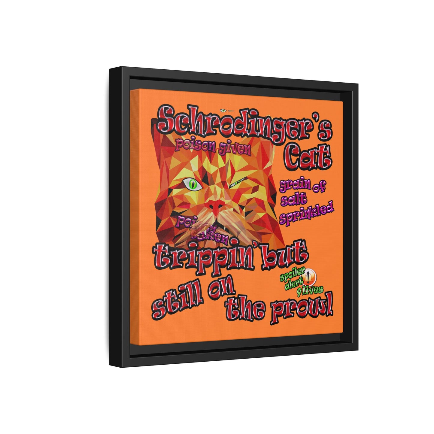 schrodinger's cat - framed canvas art (crusta)