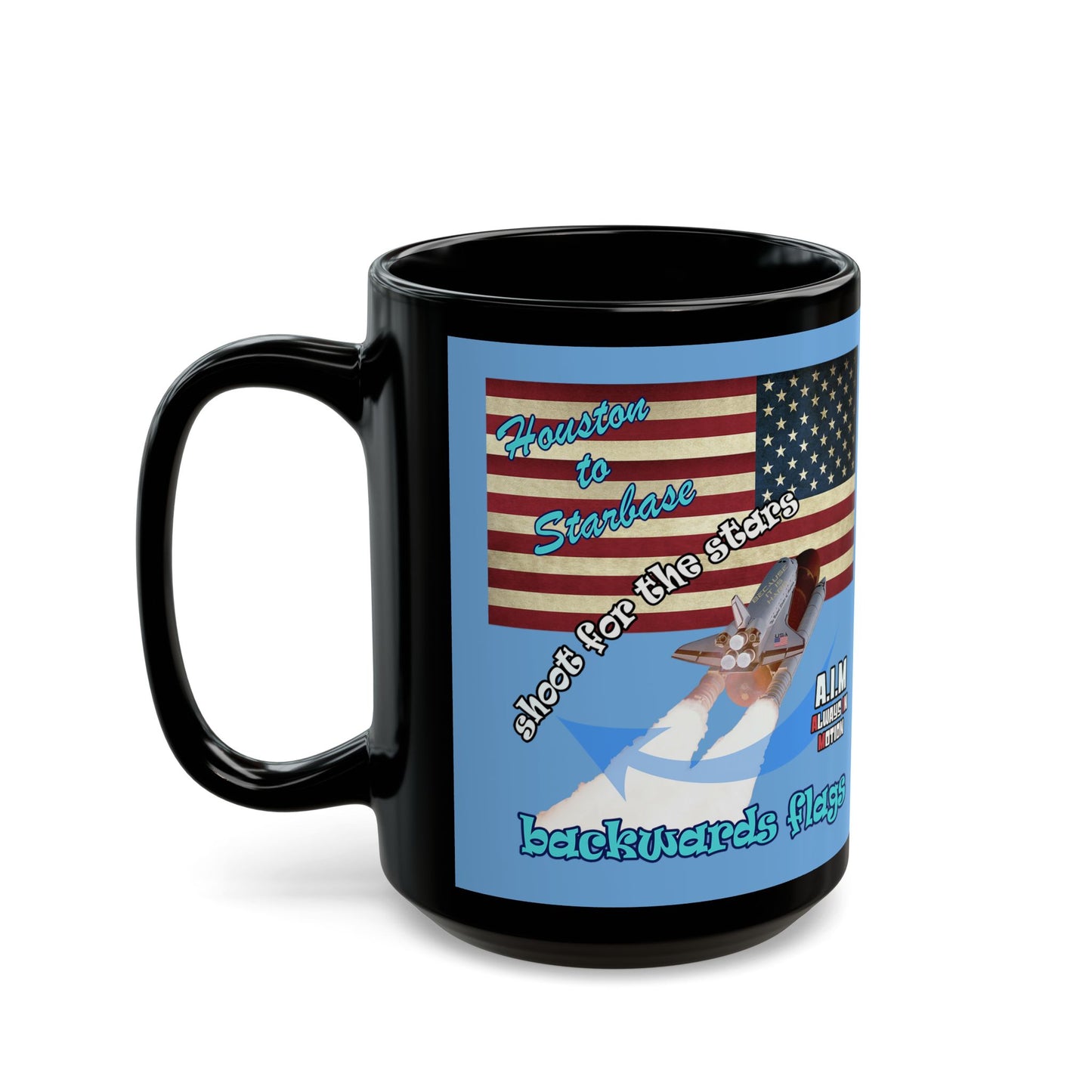 shoot for the stars - Black Mug (light blue)