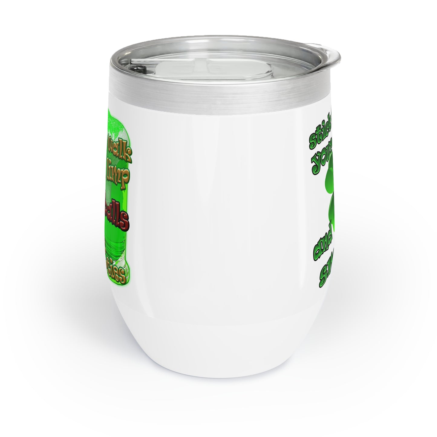 celtics logo - Chill Wine Tumbler (white)