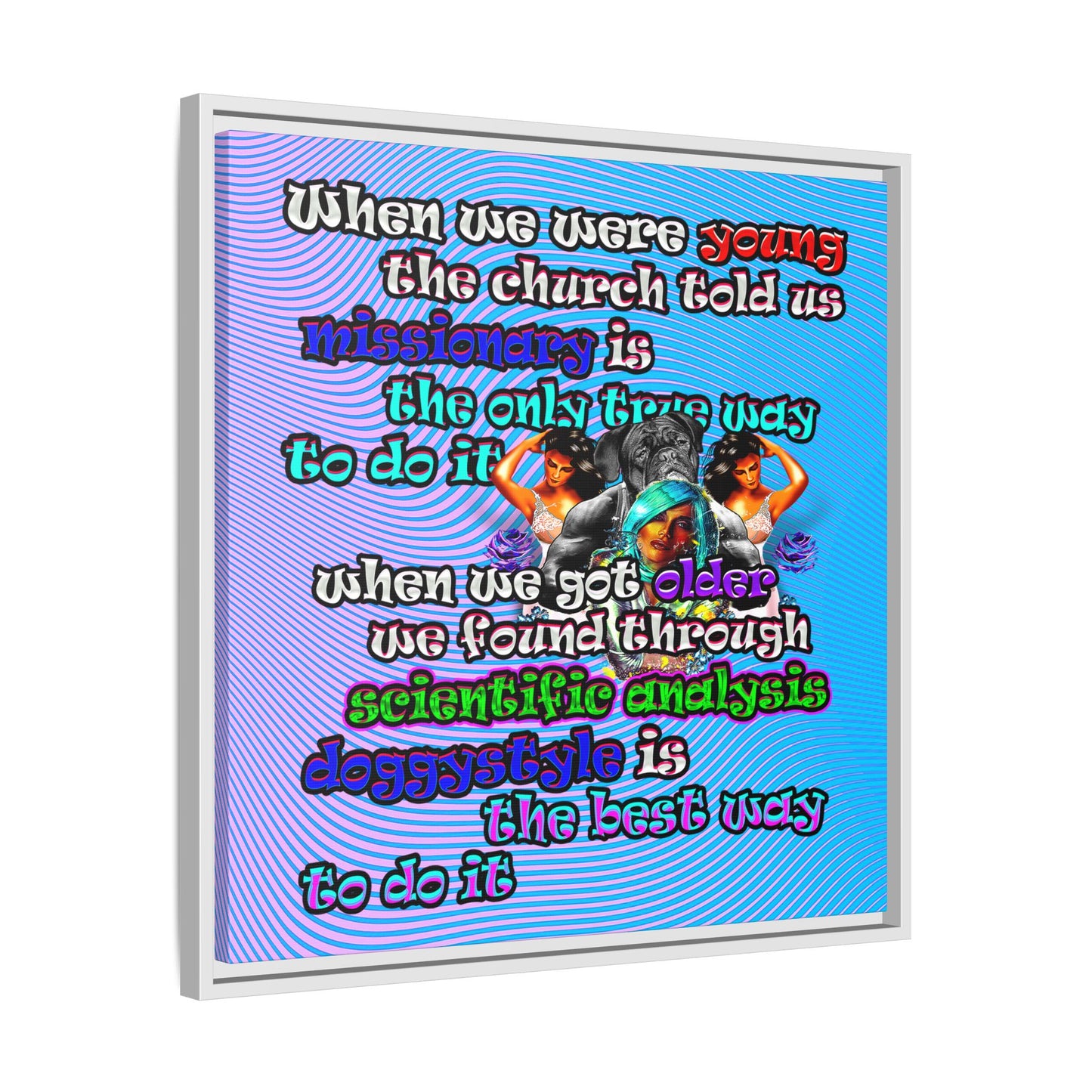 doggystyle - framed canvas art (light blue-purple wave)