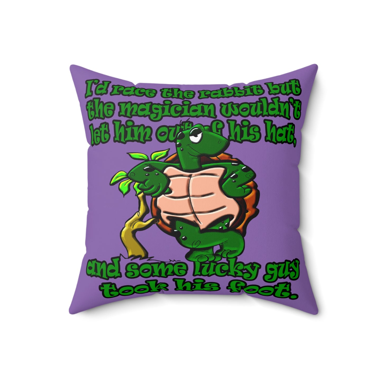 turtle race - Spun Polyester Square Pillow - (light purple)
