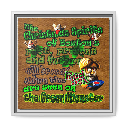 christmas spirits of boston - framed canvas art (brown papyrus)