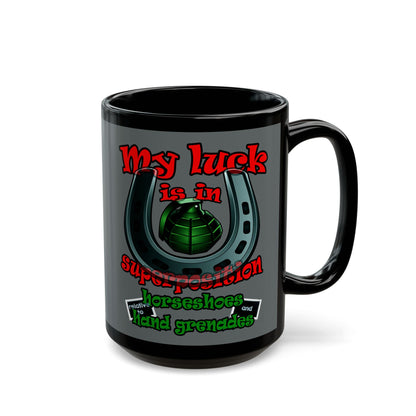 my luck - Black Mug (dark grey)