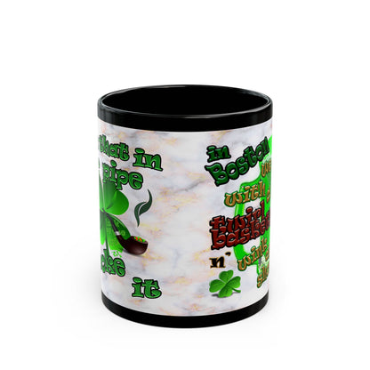 celtics logo - Black Mug (white marble)